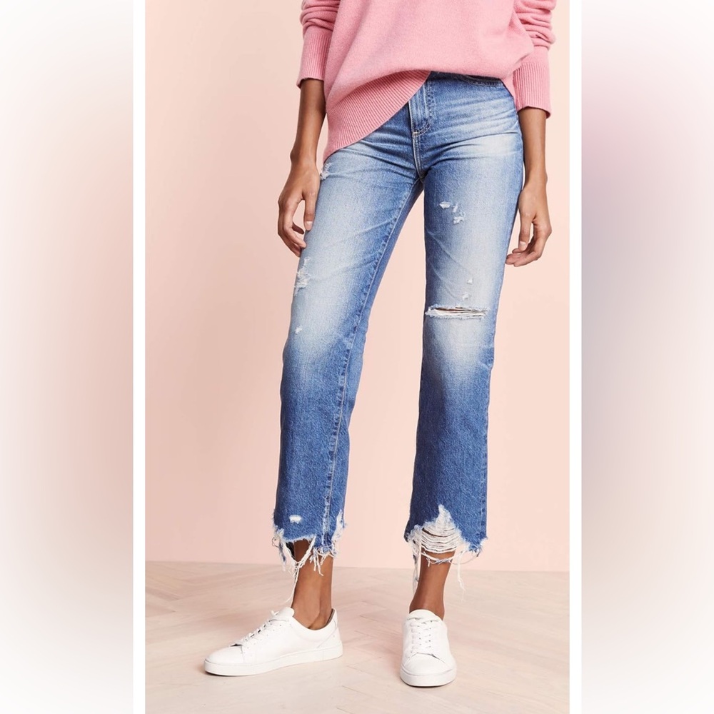AG Rhett Distressed High Rise Straight Leg Jean 27